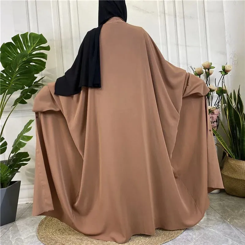 10 Color Options Muslim Women Nida Open Abaya Dress