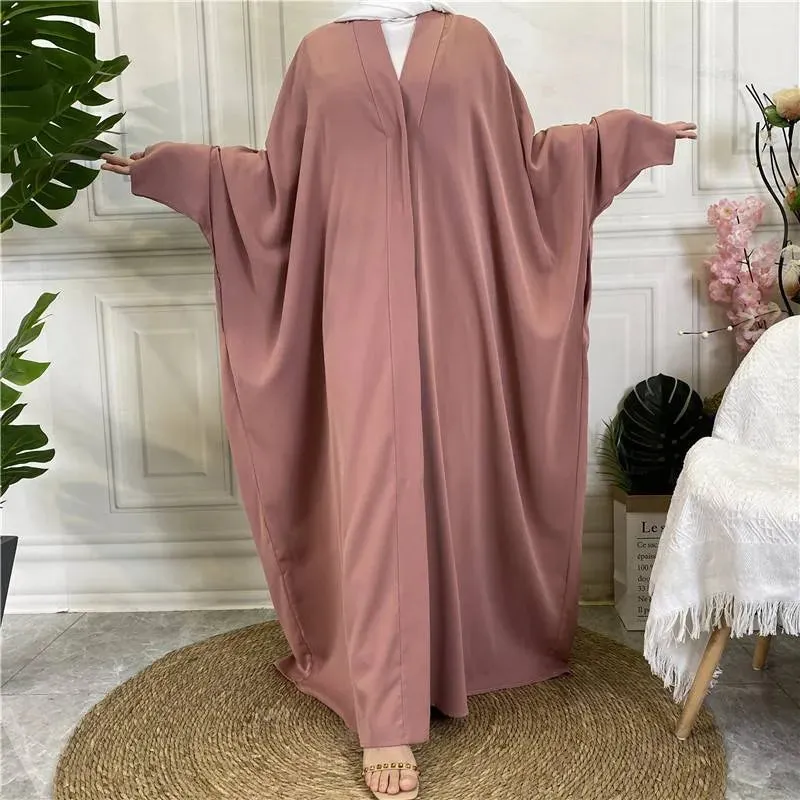 10 Color Options Muslim Women Nida Open Abaya Dress