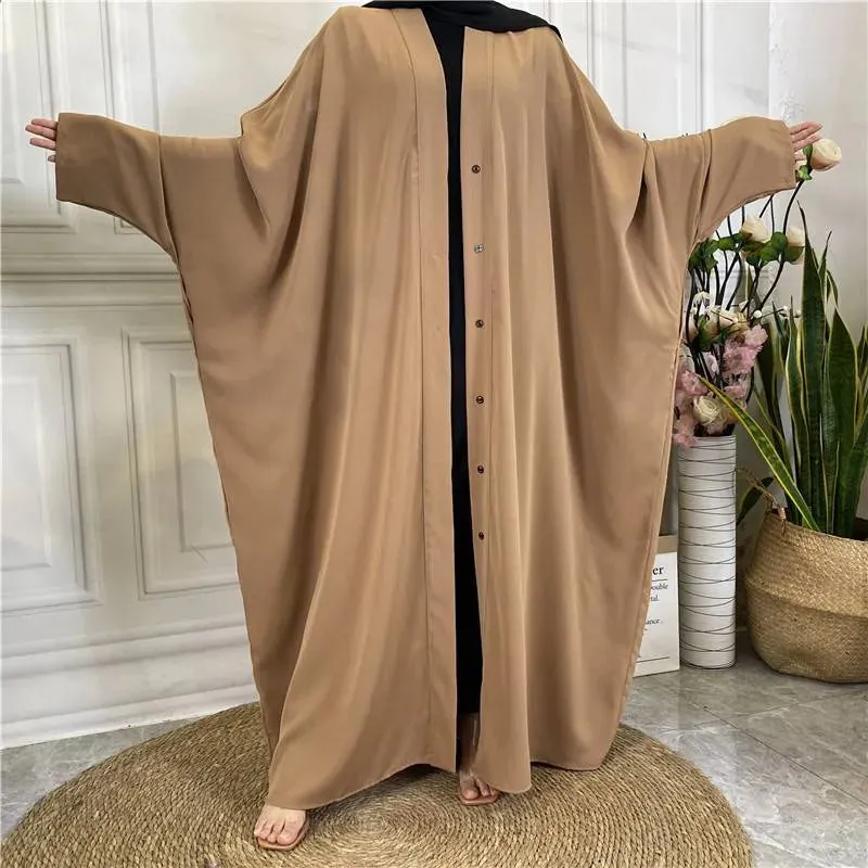 10 Color Options Muslim Women Nida Open Abaya Dress