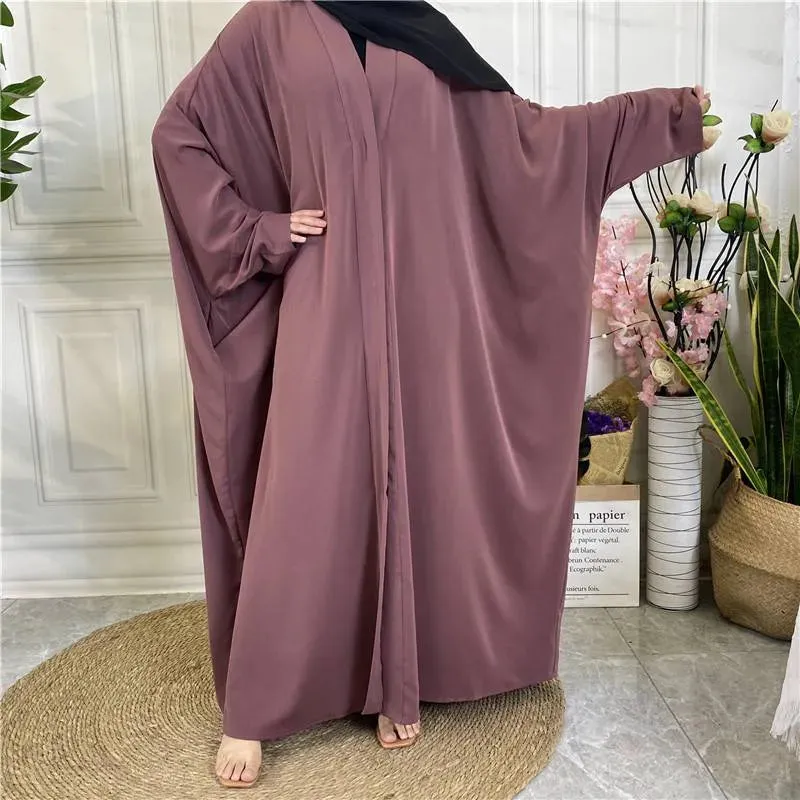 10 Color Options Muslim Women Nida Open Abaya Dress