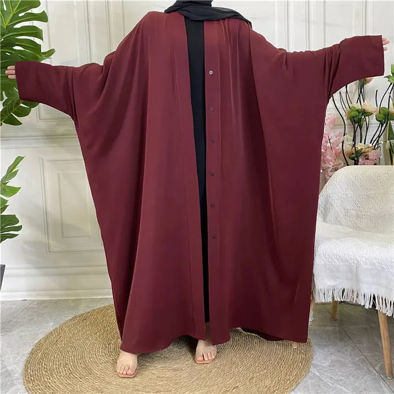 10 Color Options Muslim Women Nida Open Abaya Dress