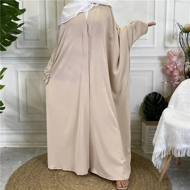 10 Color Options Muslim Women Nida Open Abaya Dress