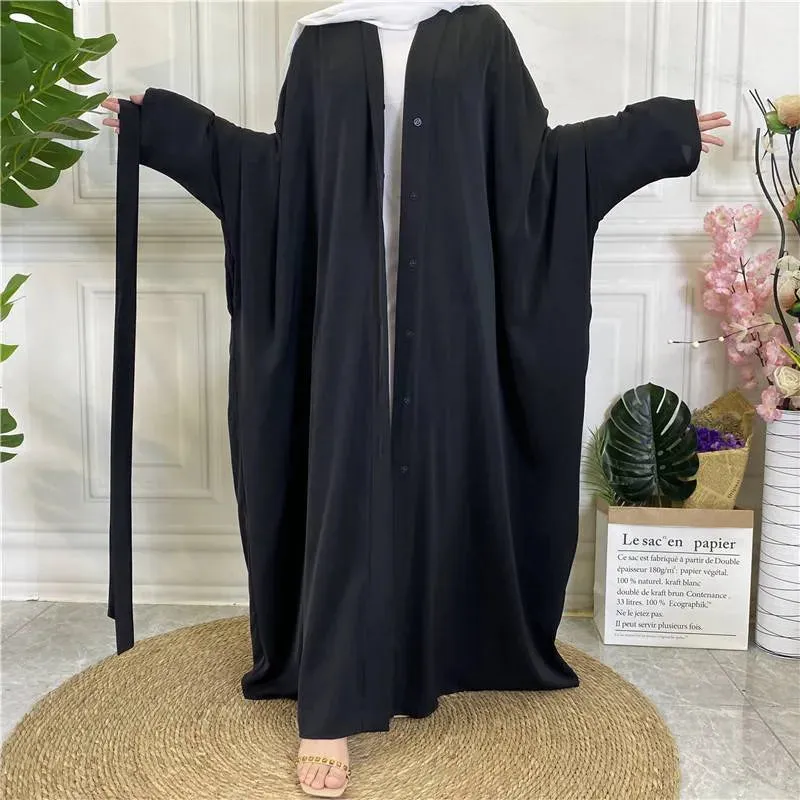 10 Color Options Muslim Women Nida Open Abaya Dress