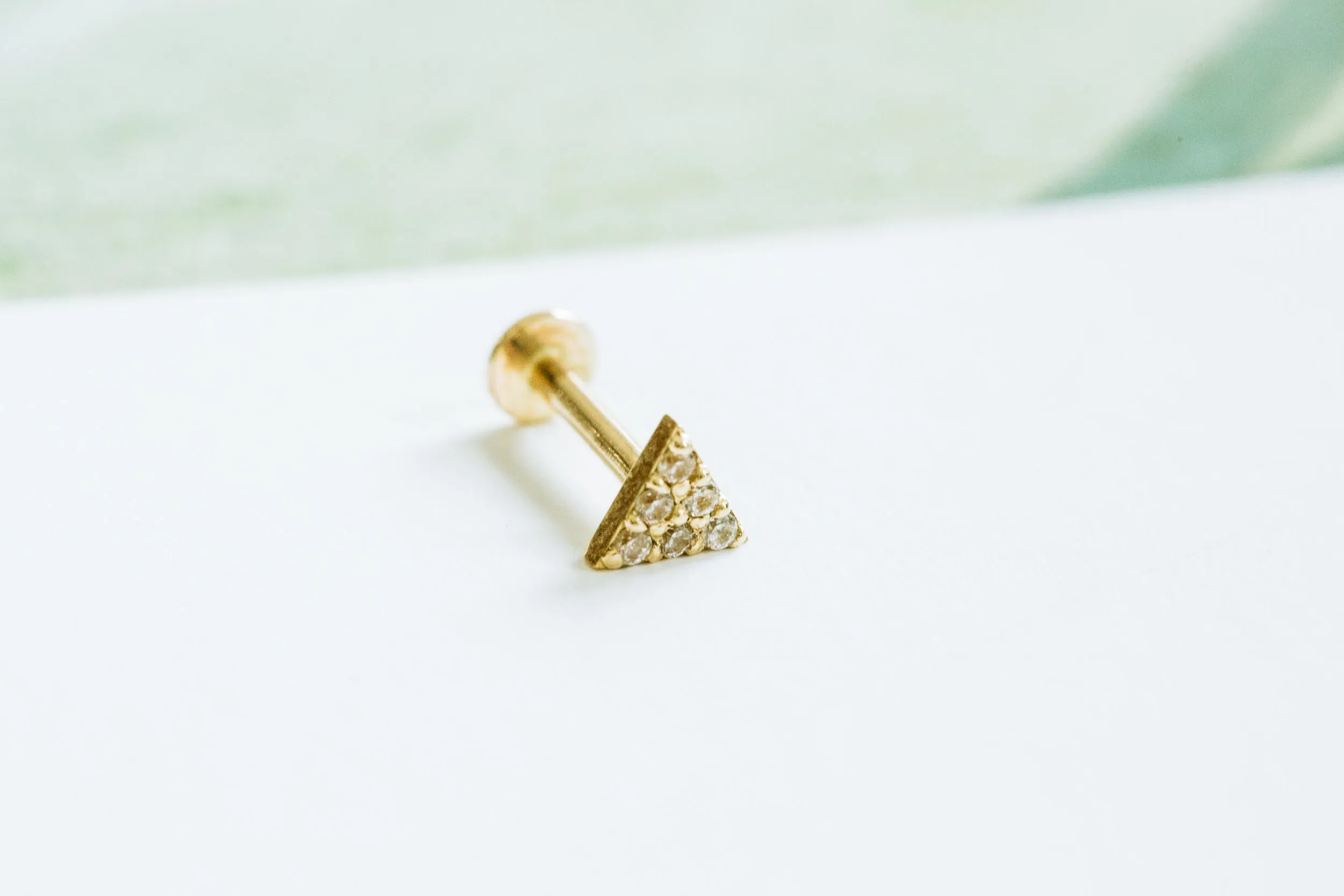 14k Gold Cartilage Cubic Triangle Internally Internal Threaded Labret