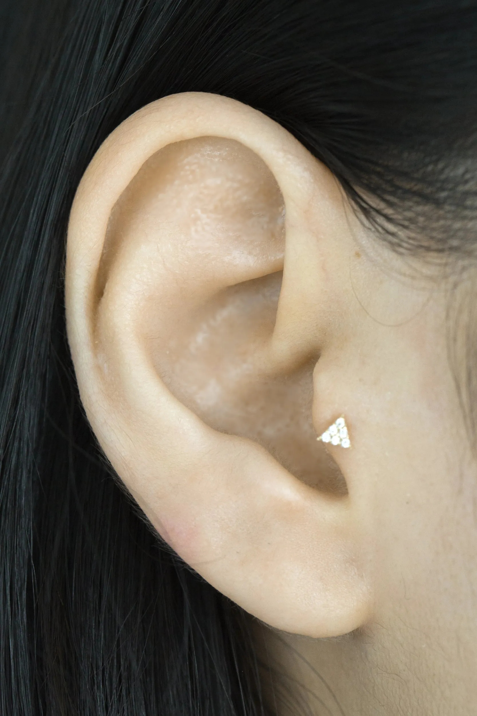 14k Gold Cartilage Cubic Triangle Internally Internal Threaded Labret