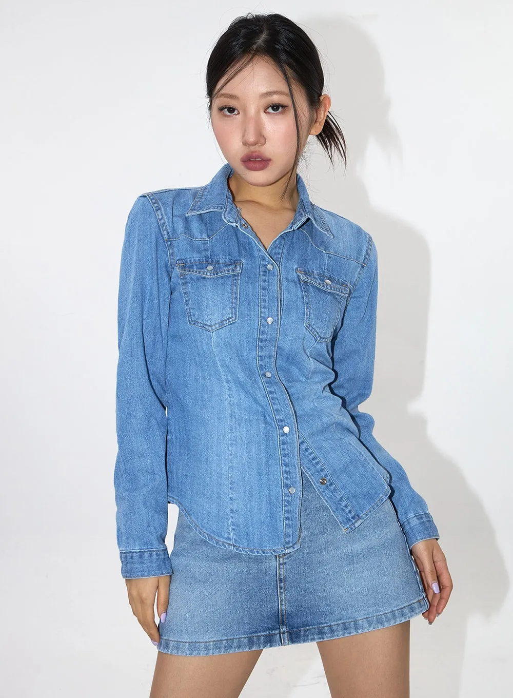 A-Line Denim Mini Skirt CA317