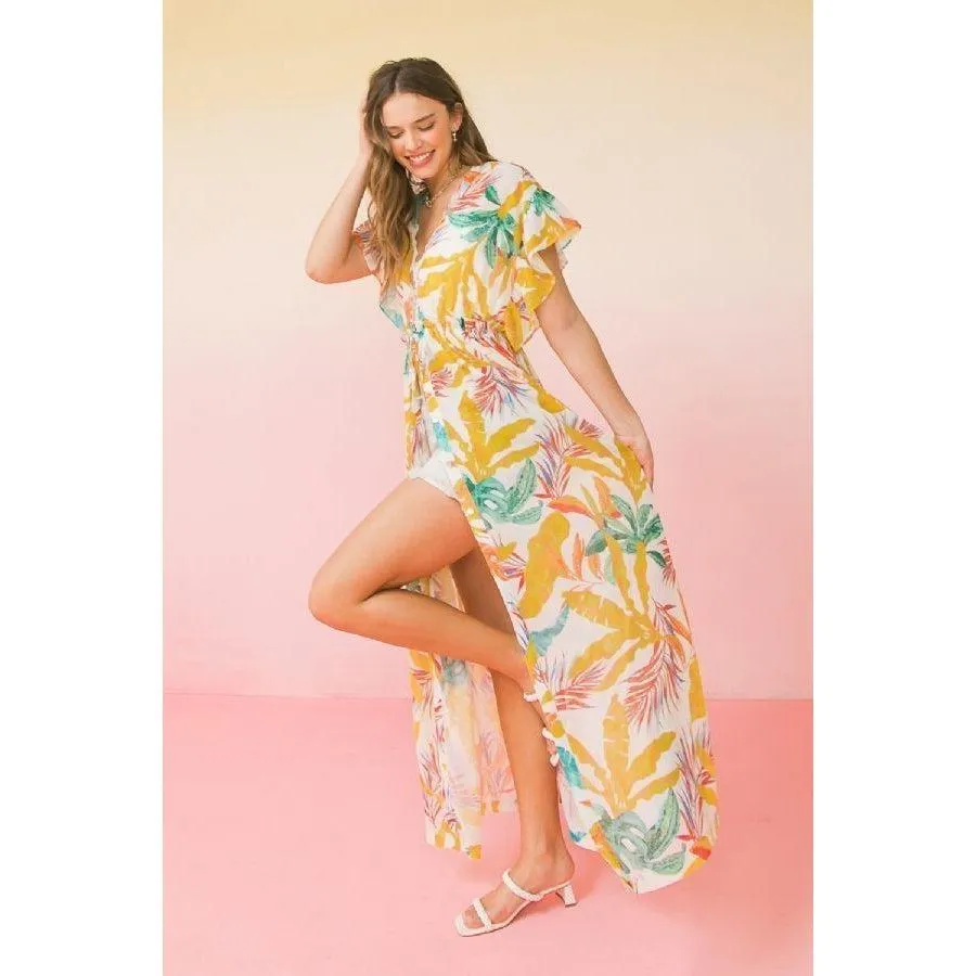 A Printed Woven Maxi Cover Up