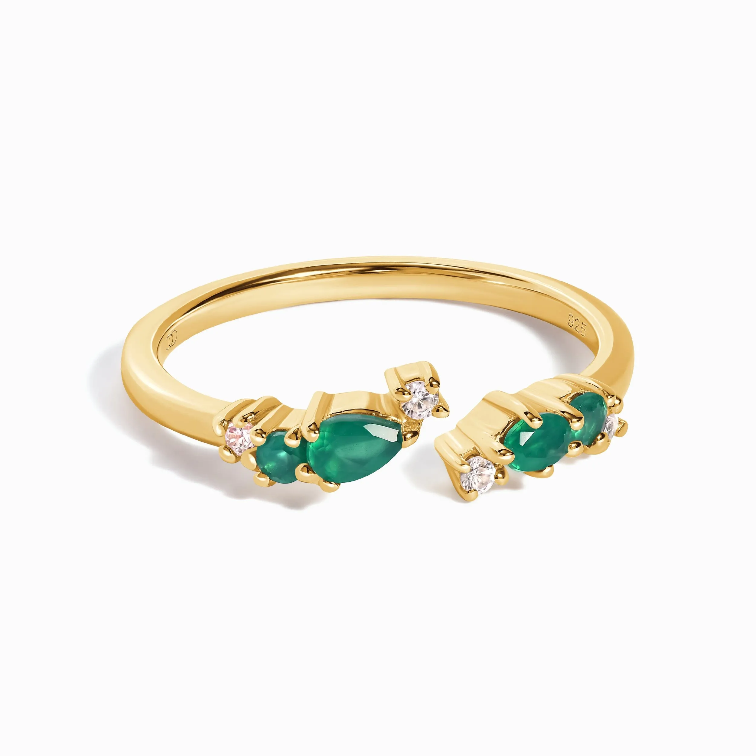 Adjustable Green Onyx Ring Flourish - May Birthstone