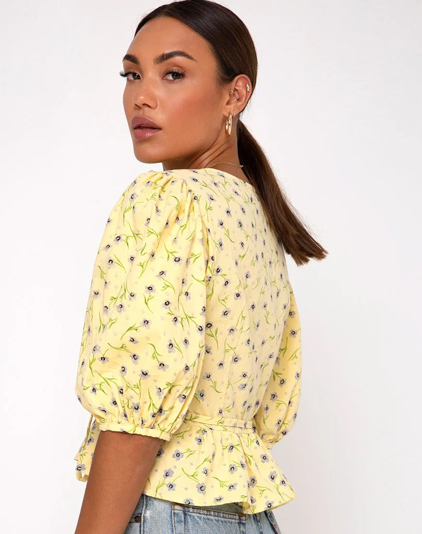 Amiya Top in Wild Flower Lemon Drop