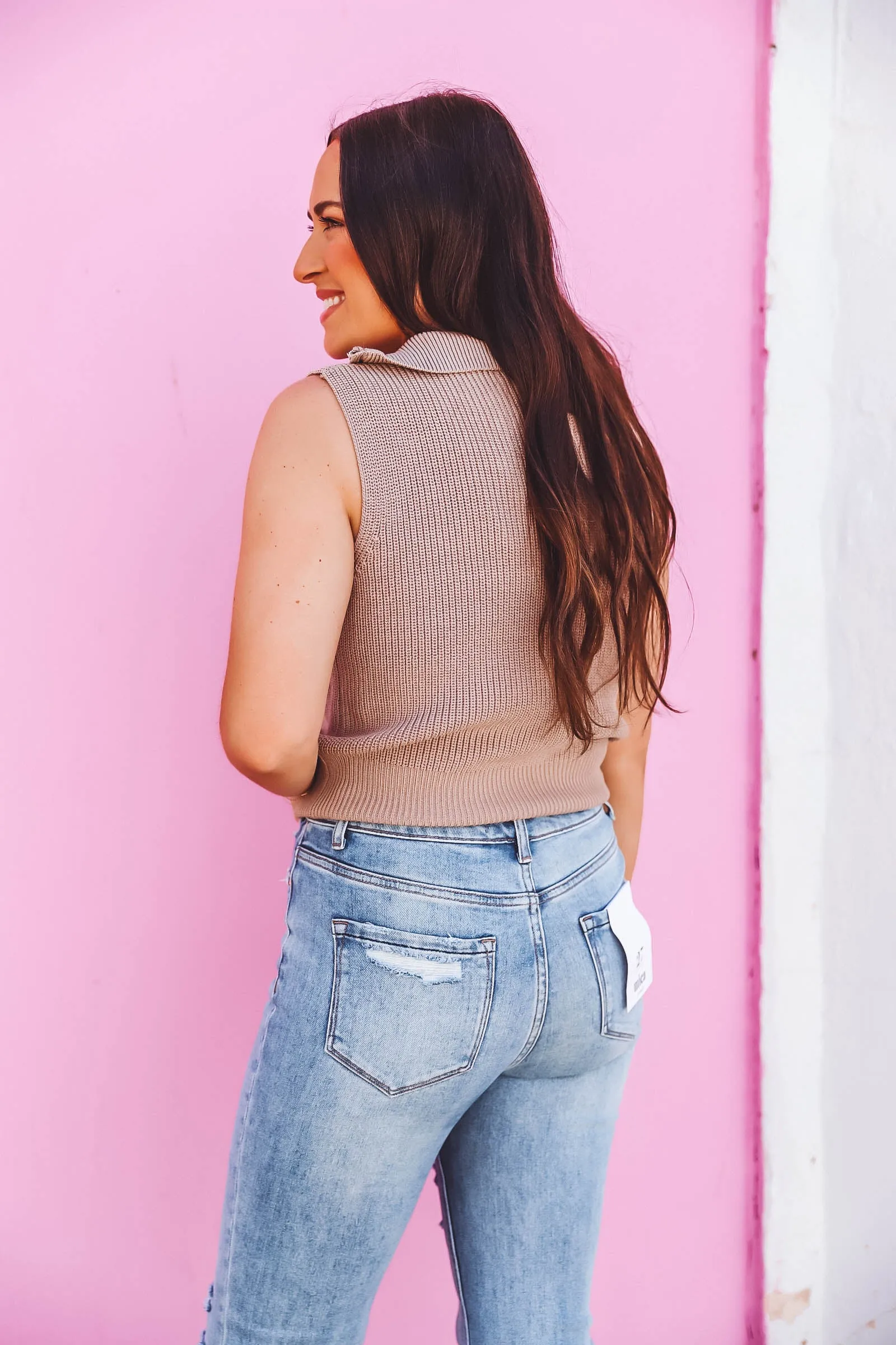 Aria Knit Tank-Taupe