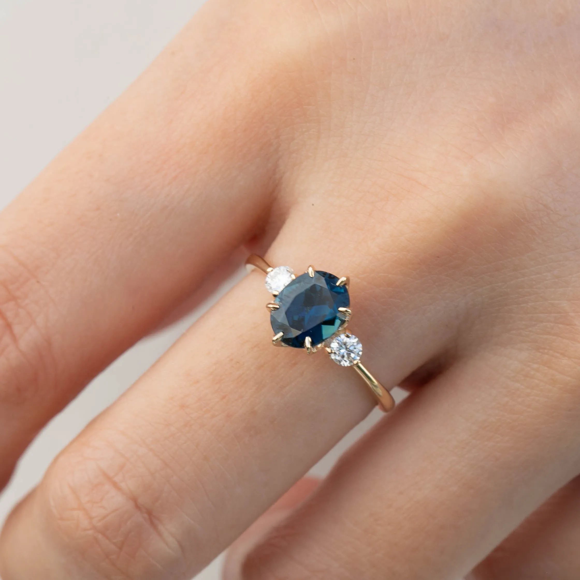 Ayana Ring - 1.69ct Teal Blue Queensland Sapphire (One of a kind)