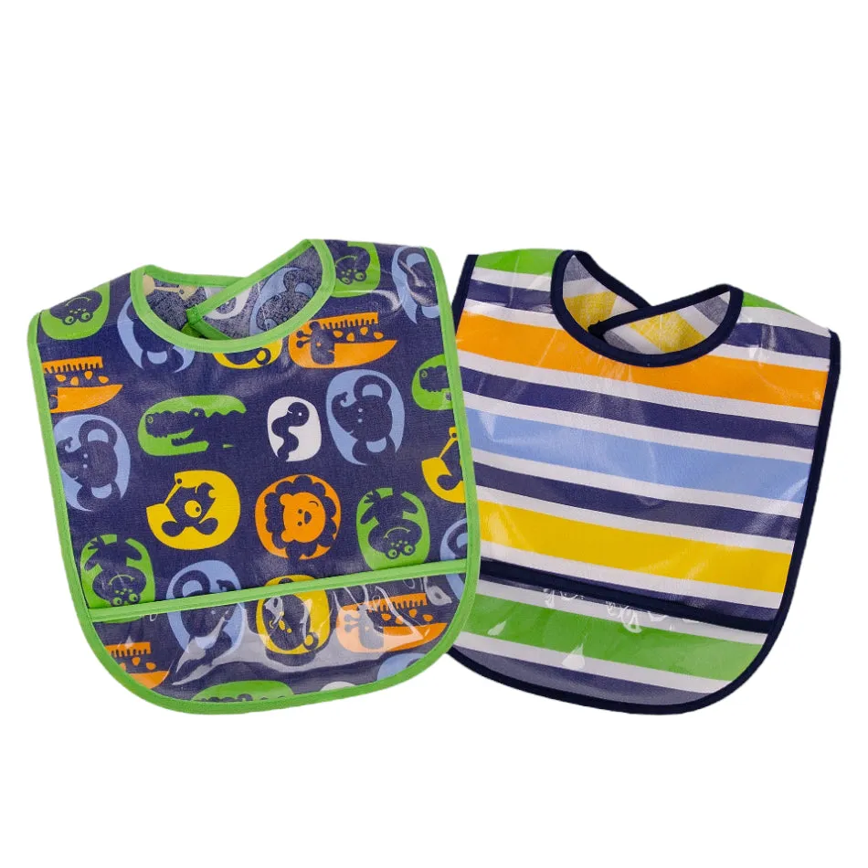 Bebe Comfort 2 Pk PEVA Easy Clean Bibs With Crumb Catcher Pocket - Zoo