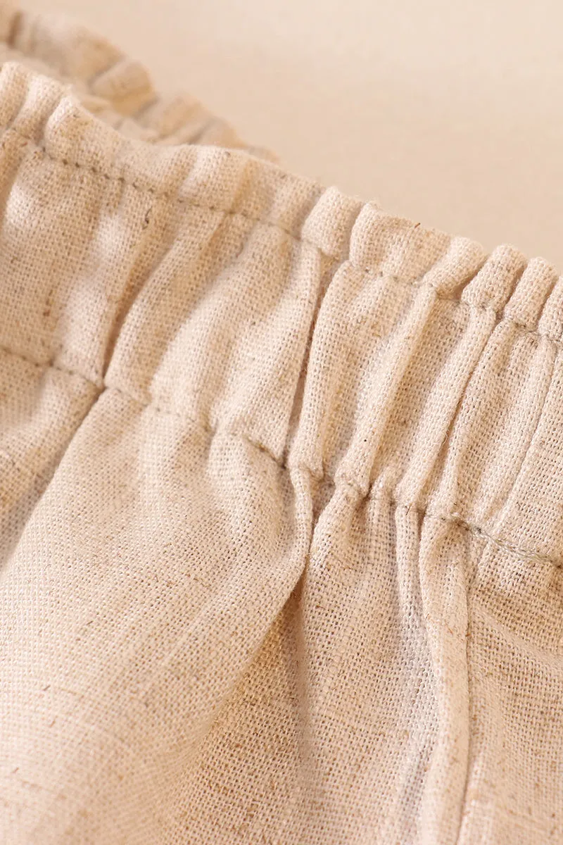 Beige linen girl shorts