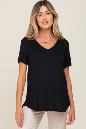 Black V-Neck Maternity Tee