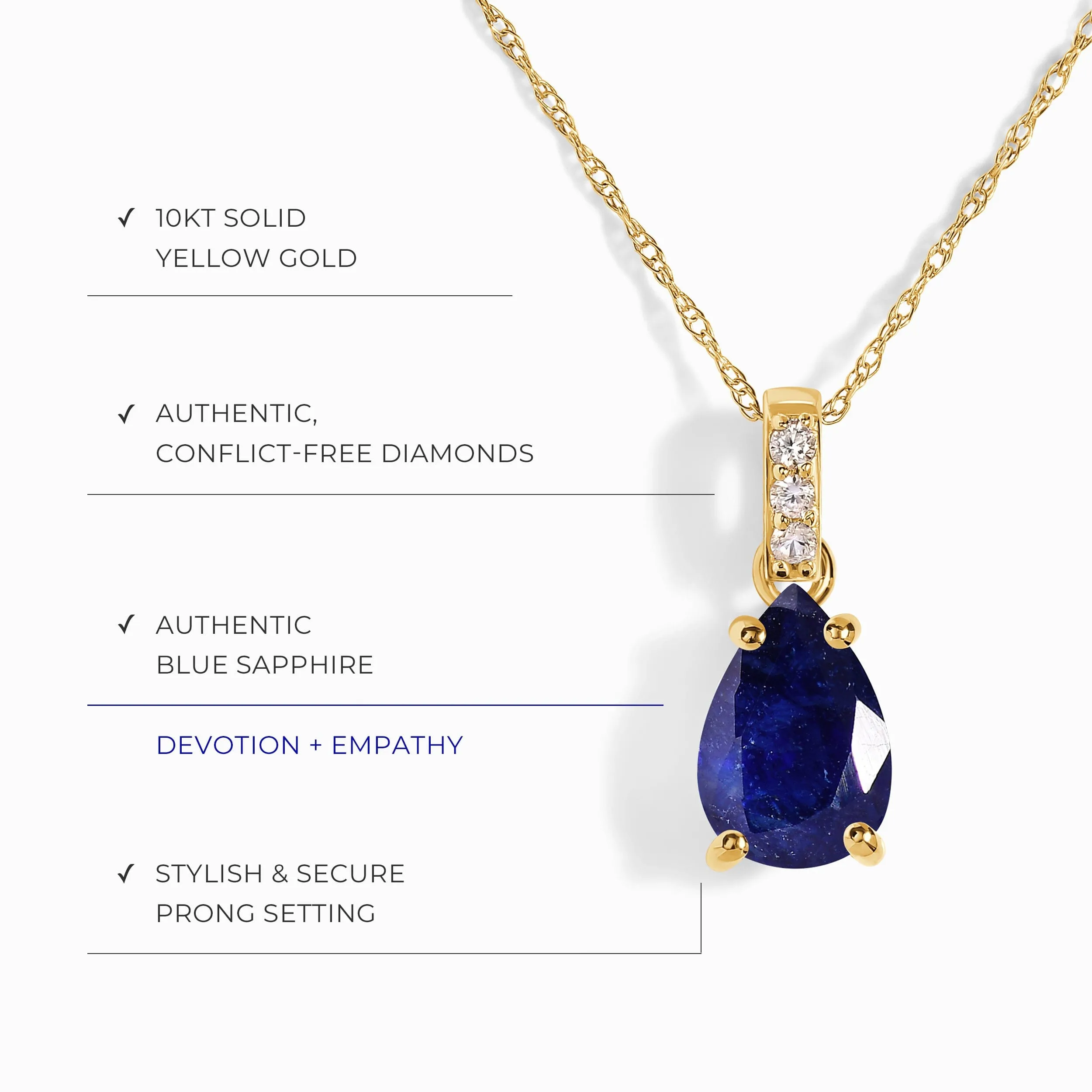 Blue Sapphire Diamond Necklace Sway - September Birthstone