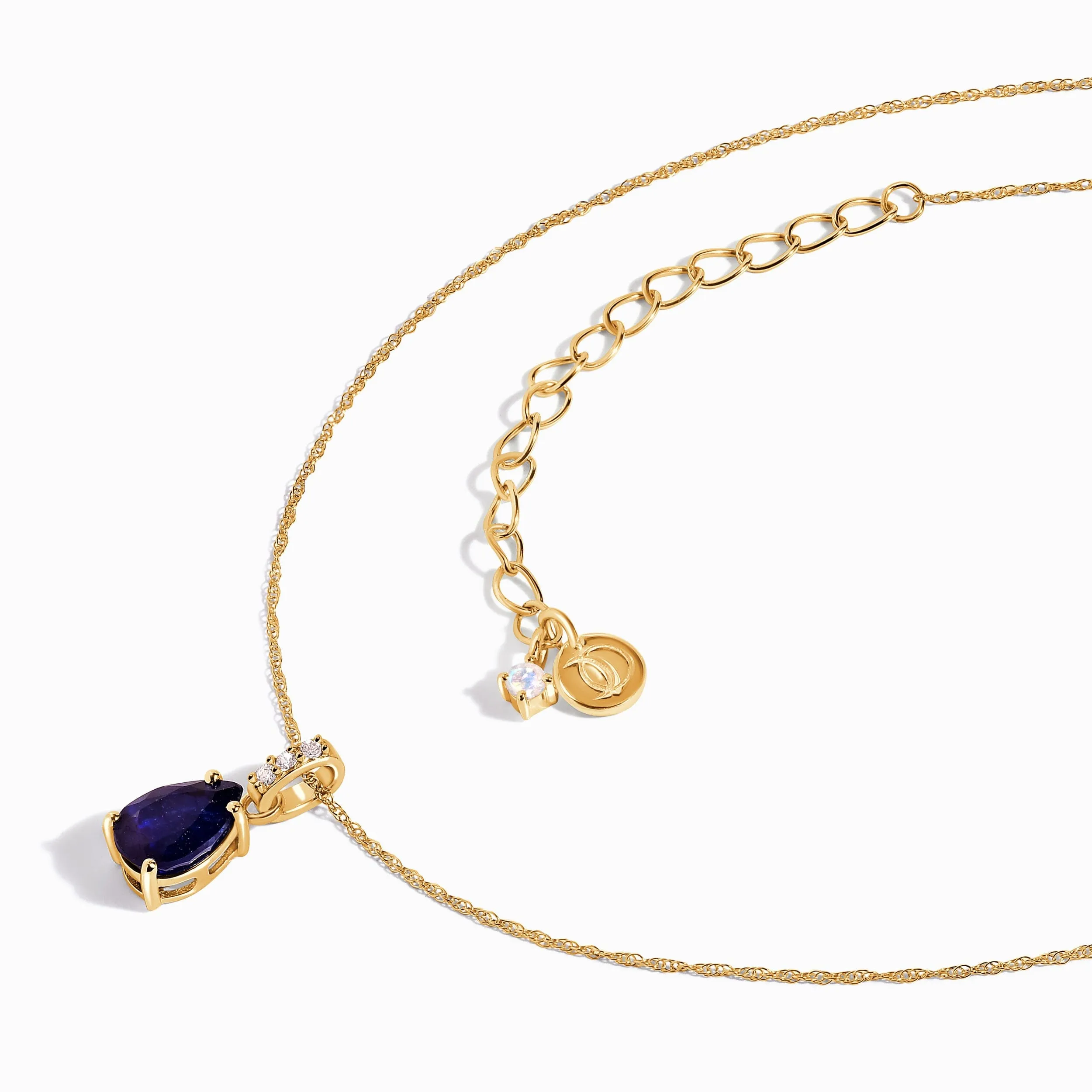 Blue Sapphire Diamond Necklace Sway - September Birthstone