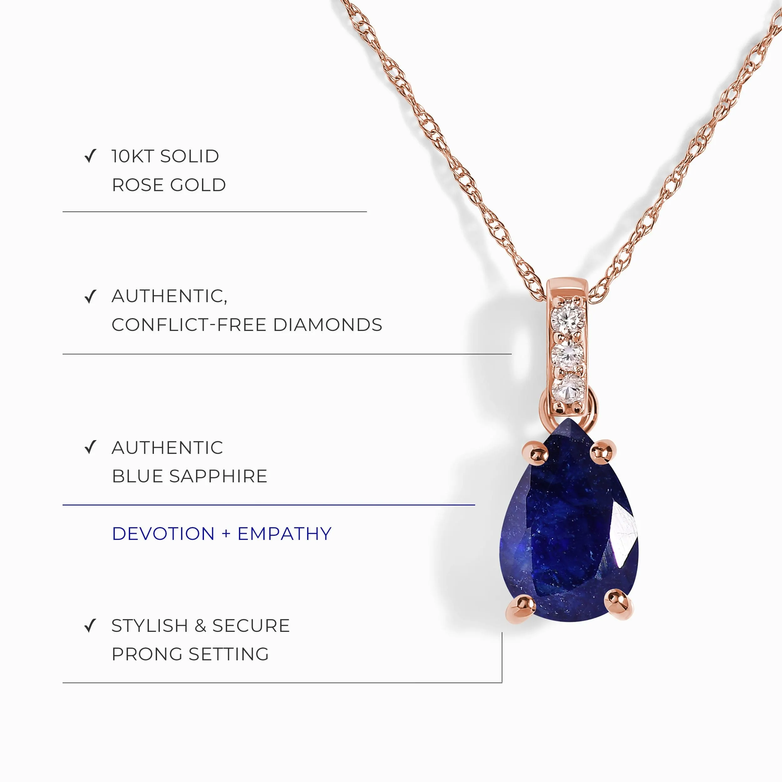 Blue Sapphire Diamond Necklace Sway - September Birthstone