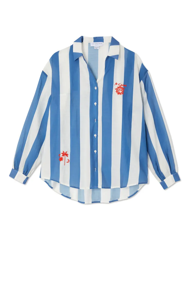 Blue Sunny Stripe Oversized Shirt