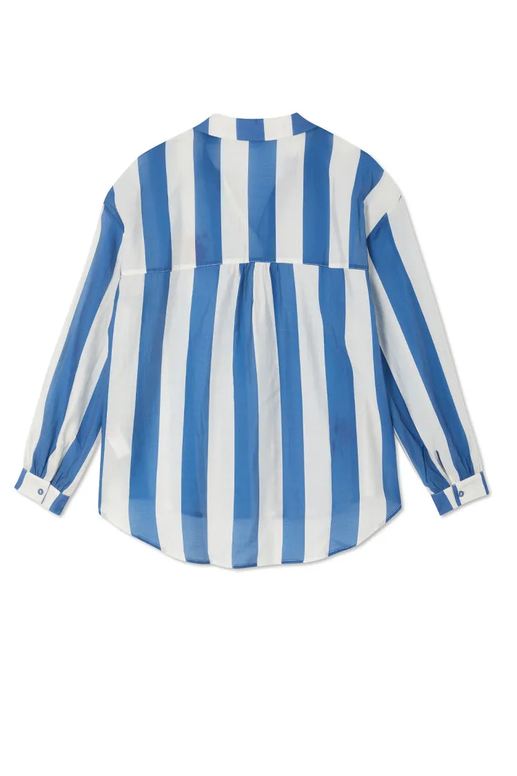 Blue Sunny Stripe Oversized Shirt