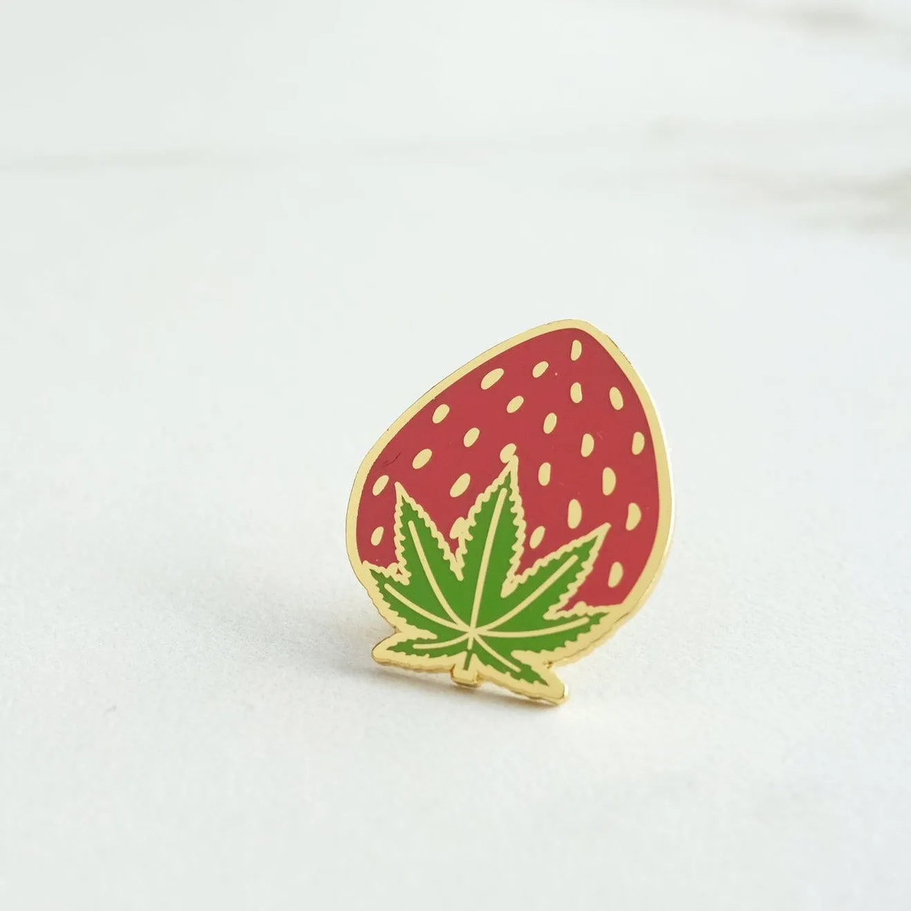 Cannabis Leaf Strawberry Enamel Pin