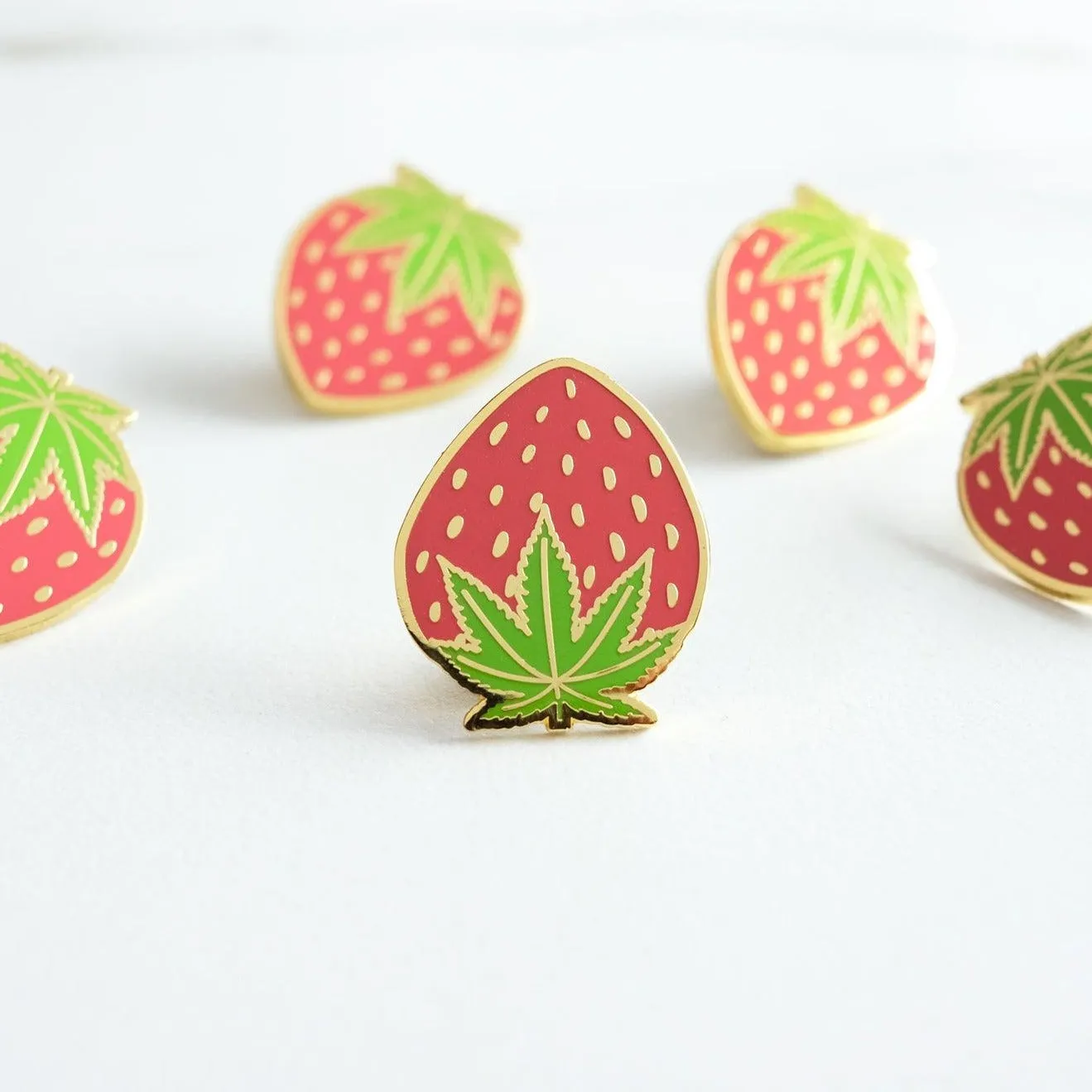 Cannabis Leaf Strawberry Enamel Pin