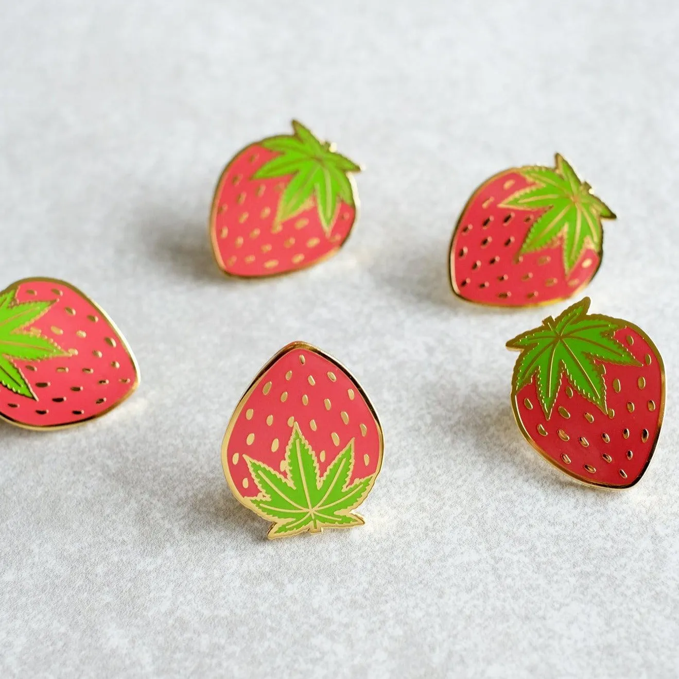 Cannabis Leaf Strawberry Enamel Pin