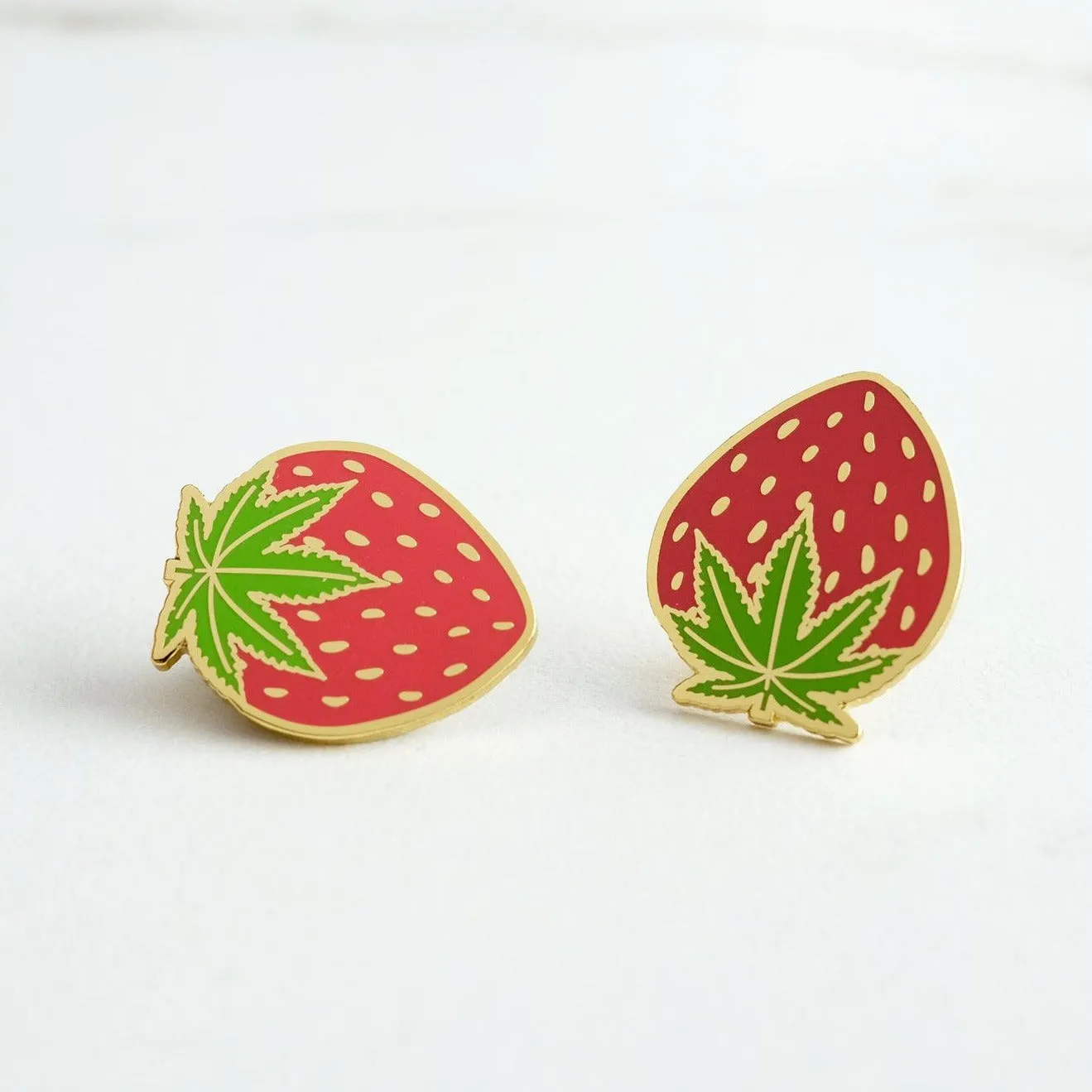 Cannabis Leaf Strawberry Enamel Pin