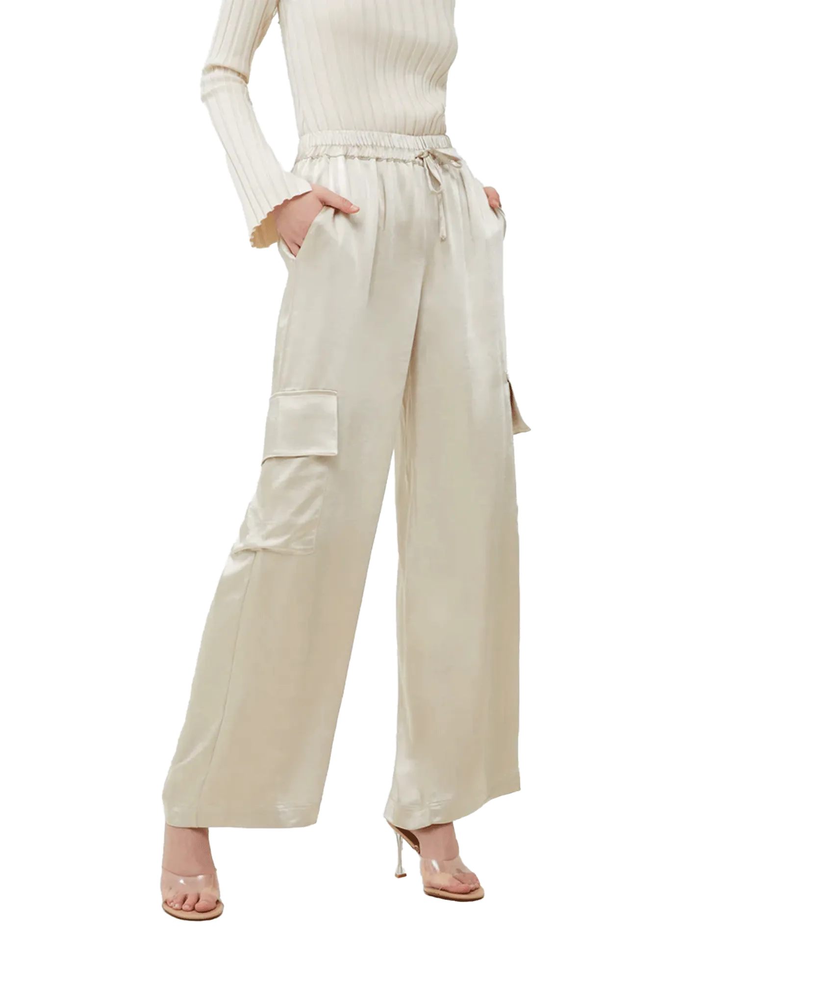 Chloetta Recycled Cargo Trousers - Cream