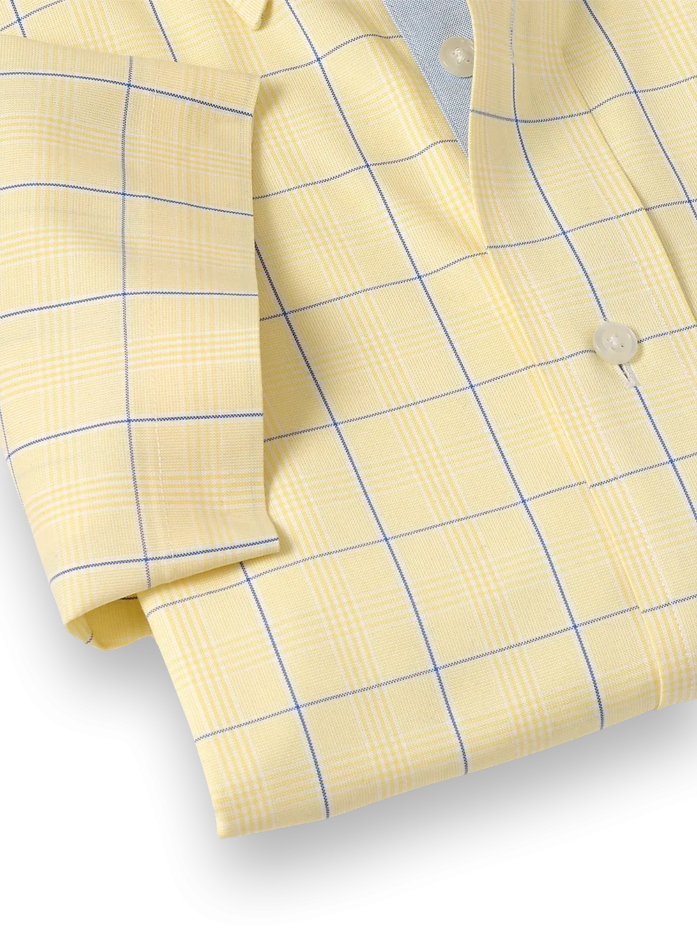 Comfort Stretch Non-Iron Check Dress Shirt With Contrast Trim - Yellow