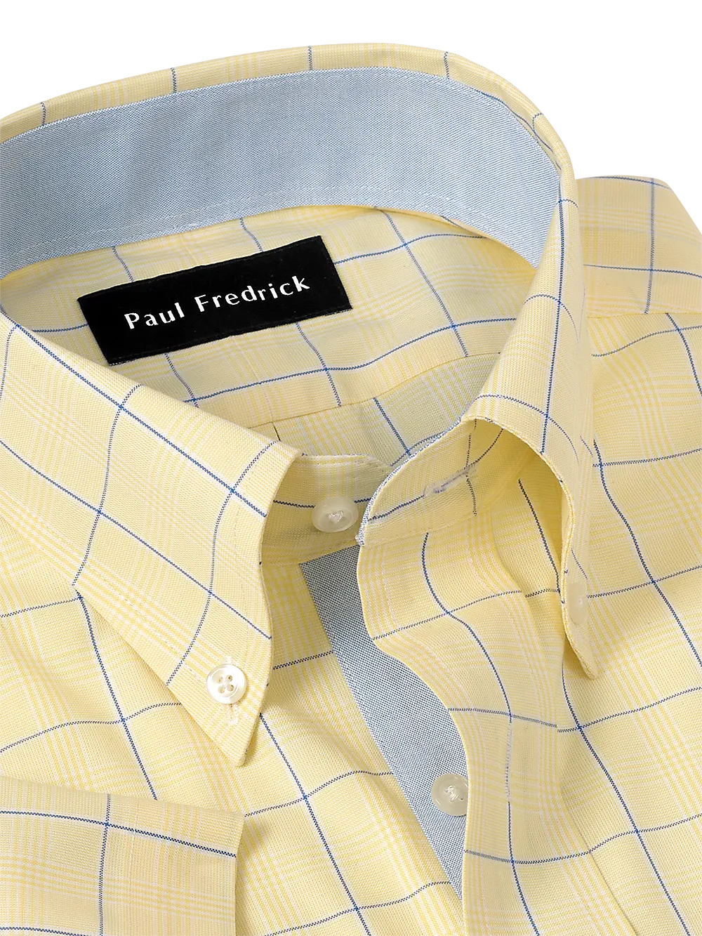 Comfort Stretch Non-Iron Check Dress Shirt With Contrast Trim - Yellow