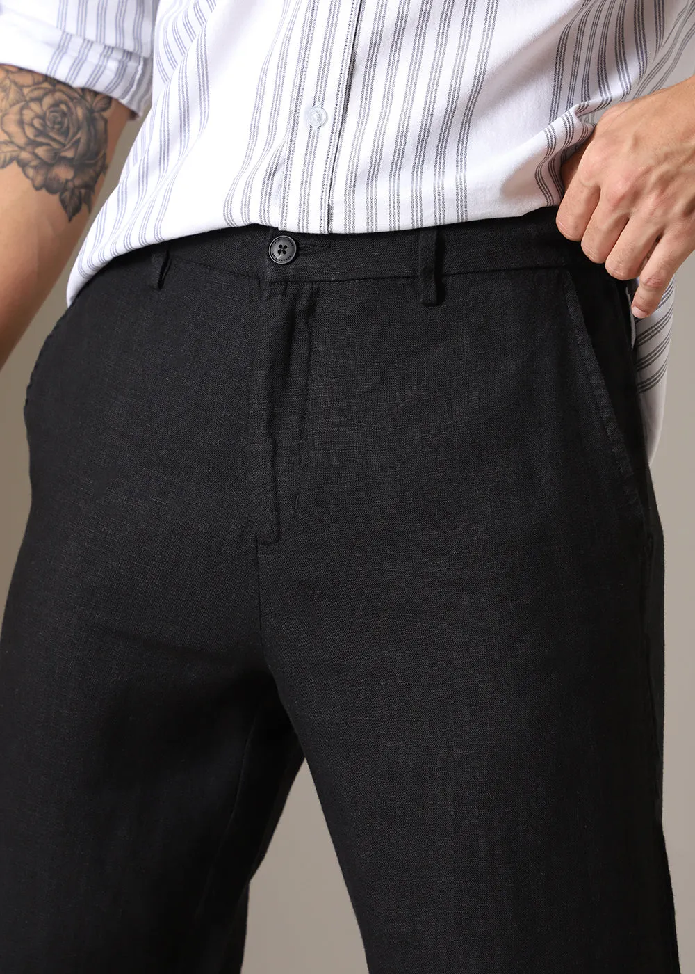 Cosmic Black Linen Pant