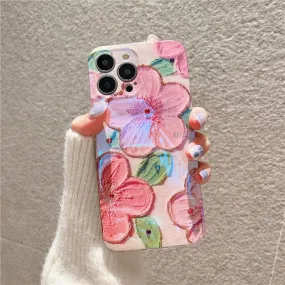 Cute Phone Cases for iPhone 14 Pro Max 13 12 11 X XS XR 7 8 Plus SE 2020 - Pink Flowers Glitter Laser