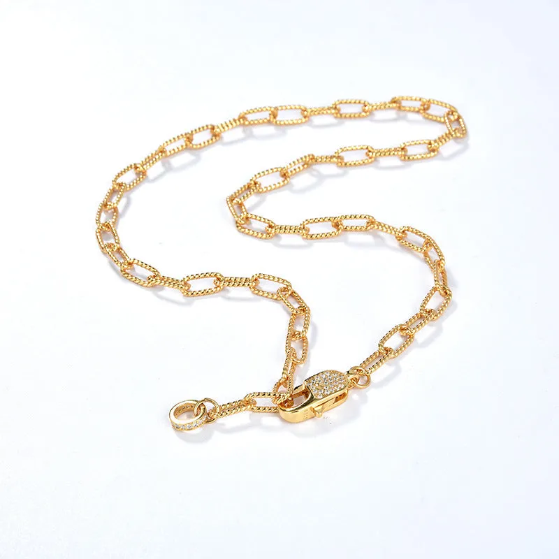 CZ Twisted Gold Chain Necklace and Bracelet (Purchase Individually)