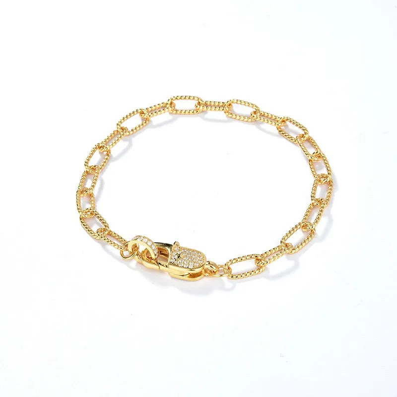 CZ Twisted Gold Chain Necklace and Bracelet (Purchase Individually)