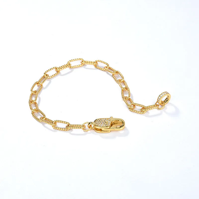 CZ Twisted Gold Chain Necklace and Bracelet (Purchase Individually)