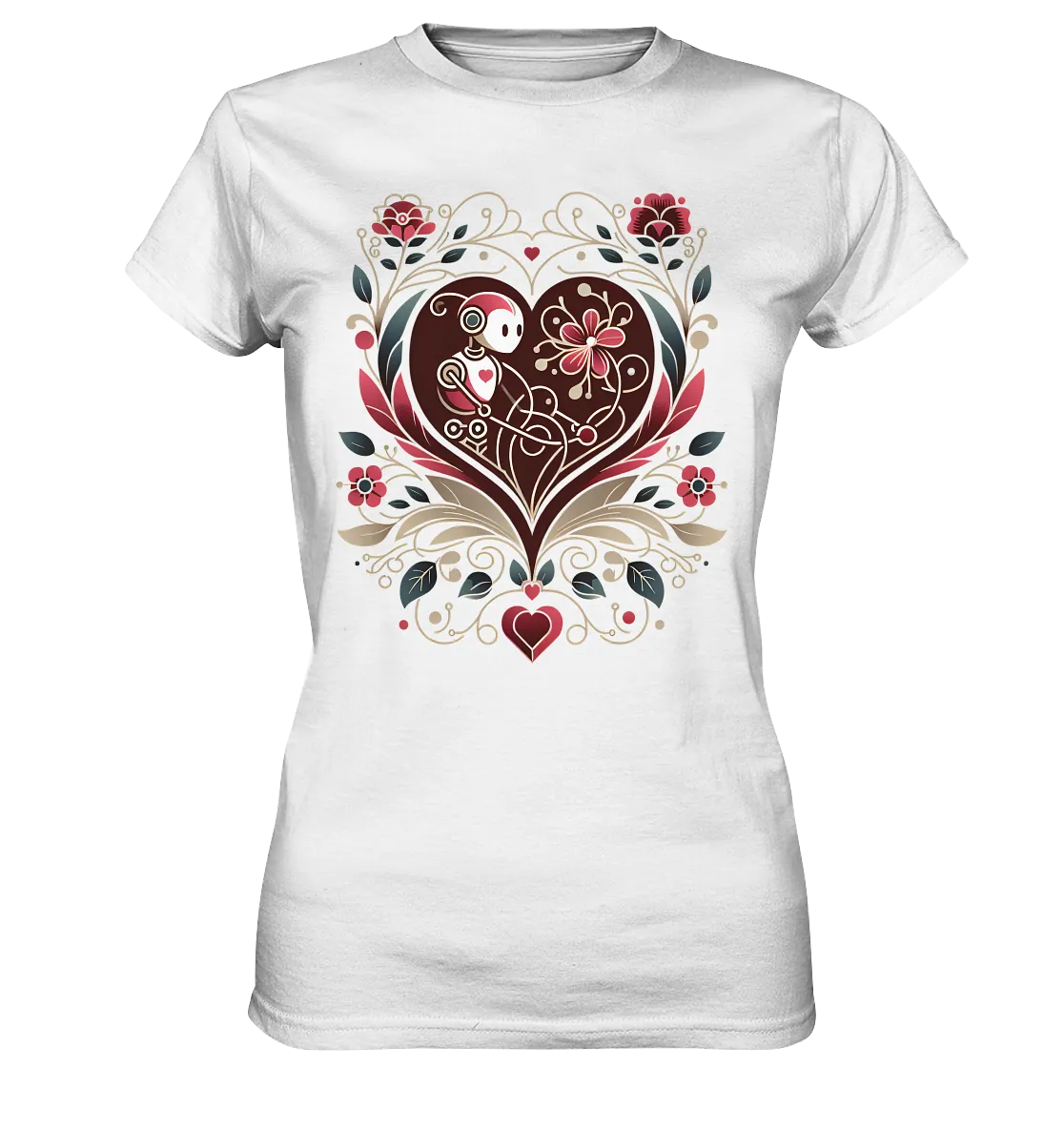 Damen T-Shirt mit Herzmotiv "Botanical Robot"