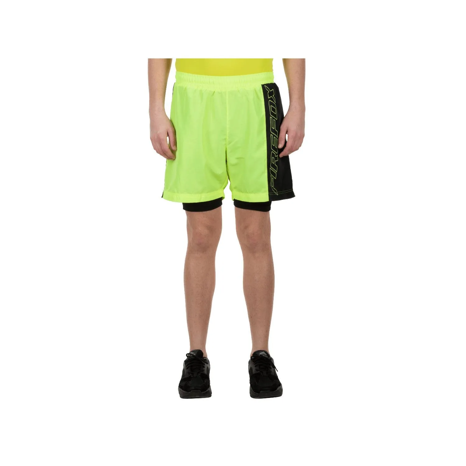 Firefox Mens Running Shorts - Lime/Black