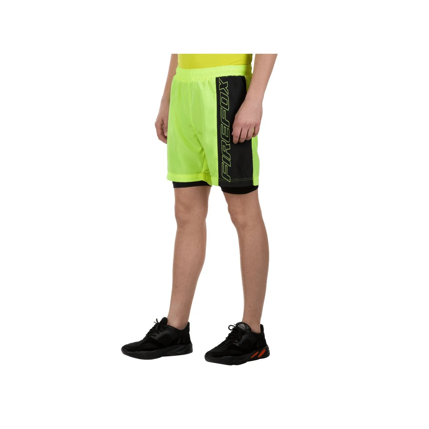 Firefox Mens Running Shorts - Lime/Black