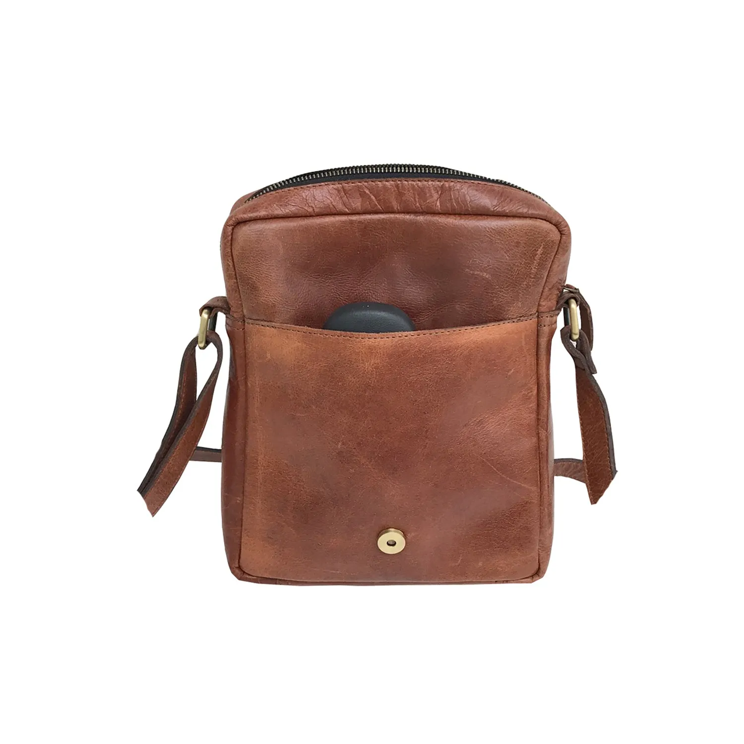 Full-grain Buffalo Leather Sling Messenger Bag - Expresso Brown