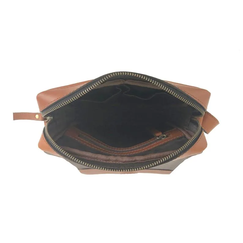 Full-grain Buffalo Leather Sling Messenger Bag - Expresso Brown