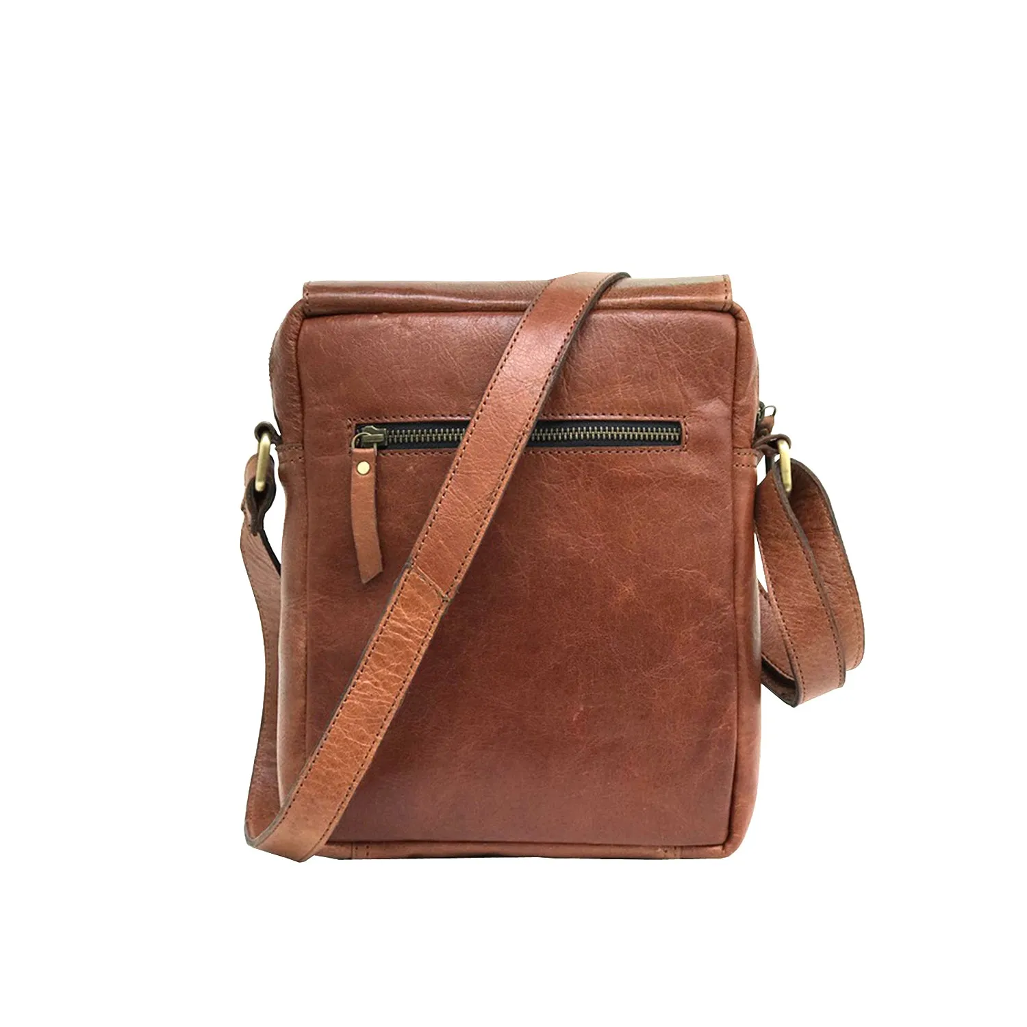 Full-grain Buffalo Leather Sling Messenger Bag - Expresso Brown