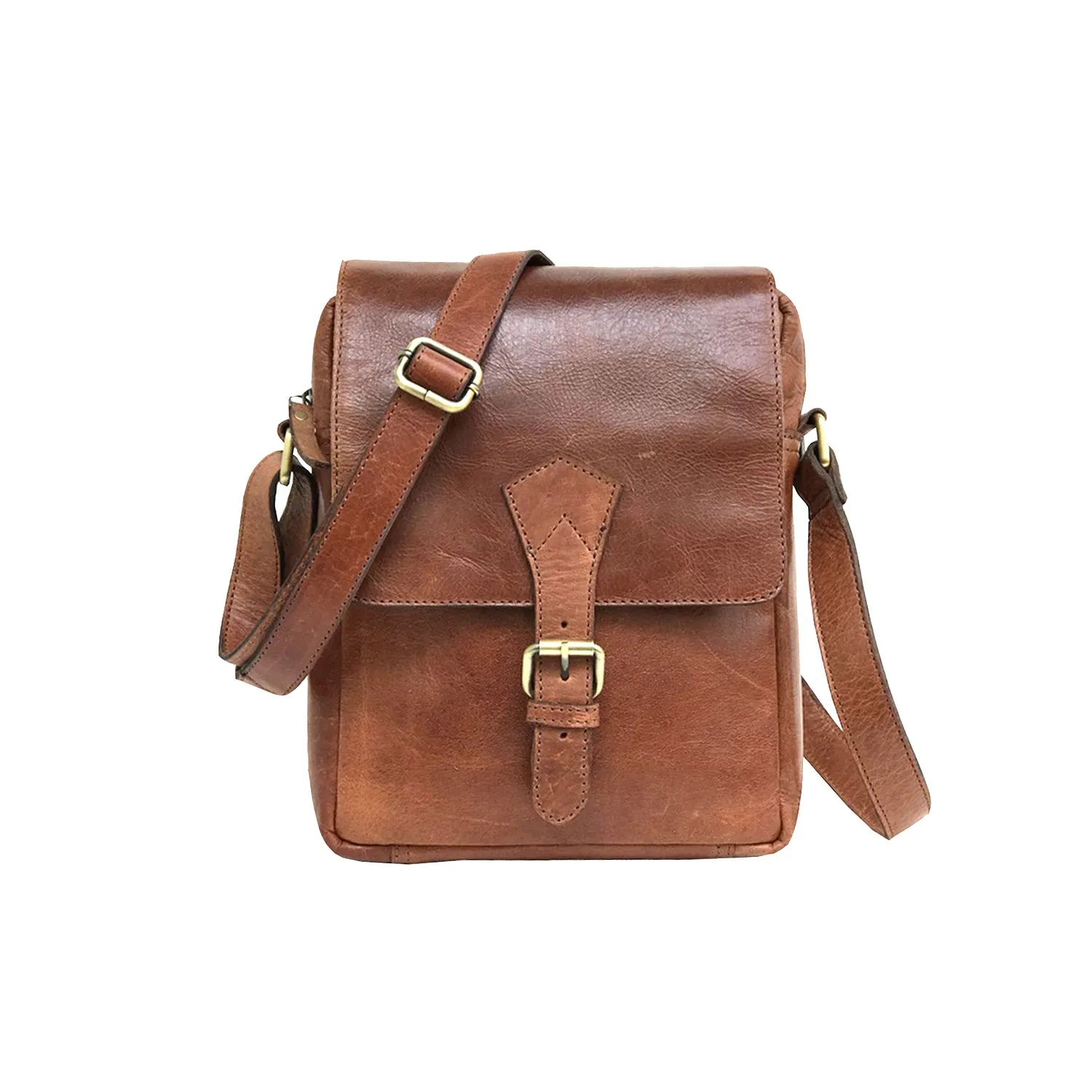 Full-grain Buffalo Leather Sling Messenger Bag - Expresso Brown