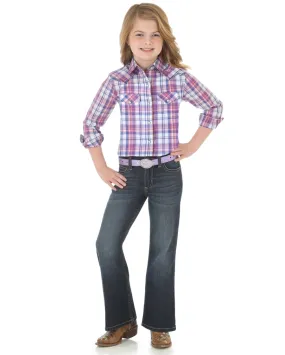 Girls Plaid Long Sleeve Western Shirt