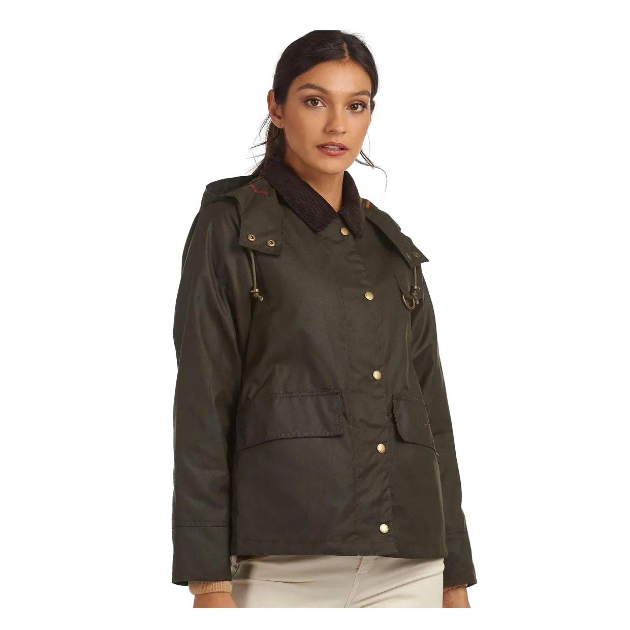 Giubbino Donna Barbour Avon Waxed Cotton Verde