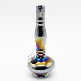 GLASS BONG- MAGNETIC 24cm SILVER OIL SLICK S/GLASS