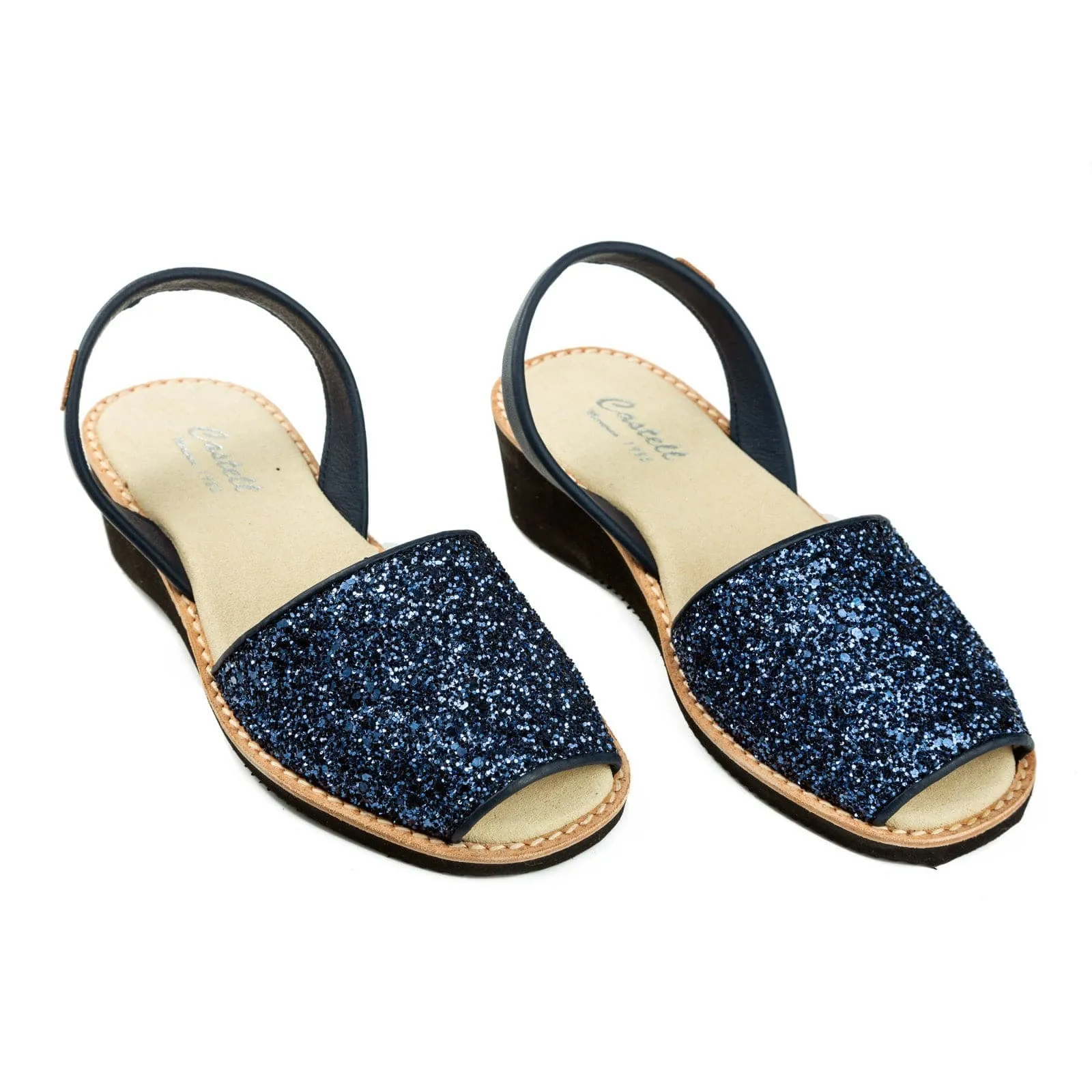 Glitter Leather Menorca Wedge With Open Toe For Women - Kia 1390R