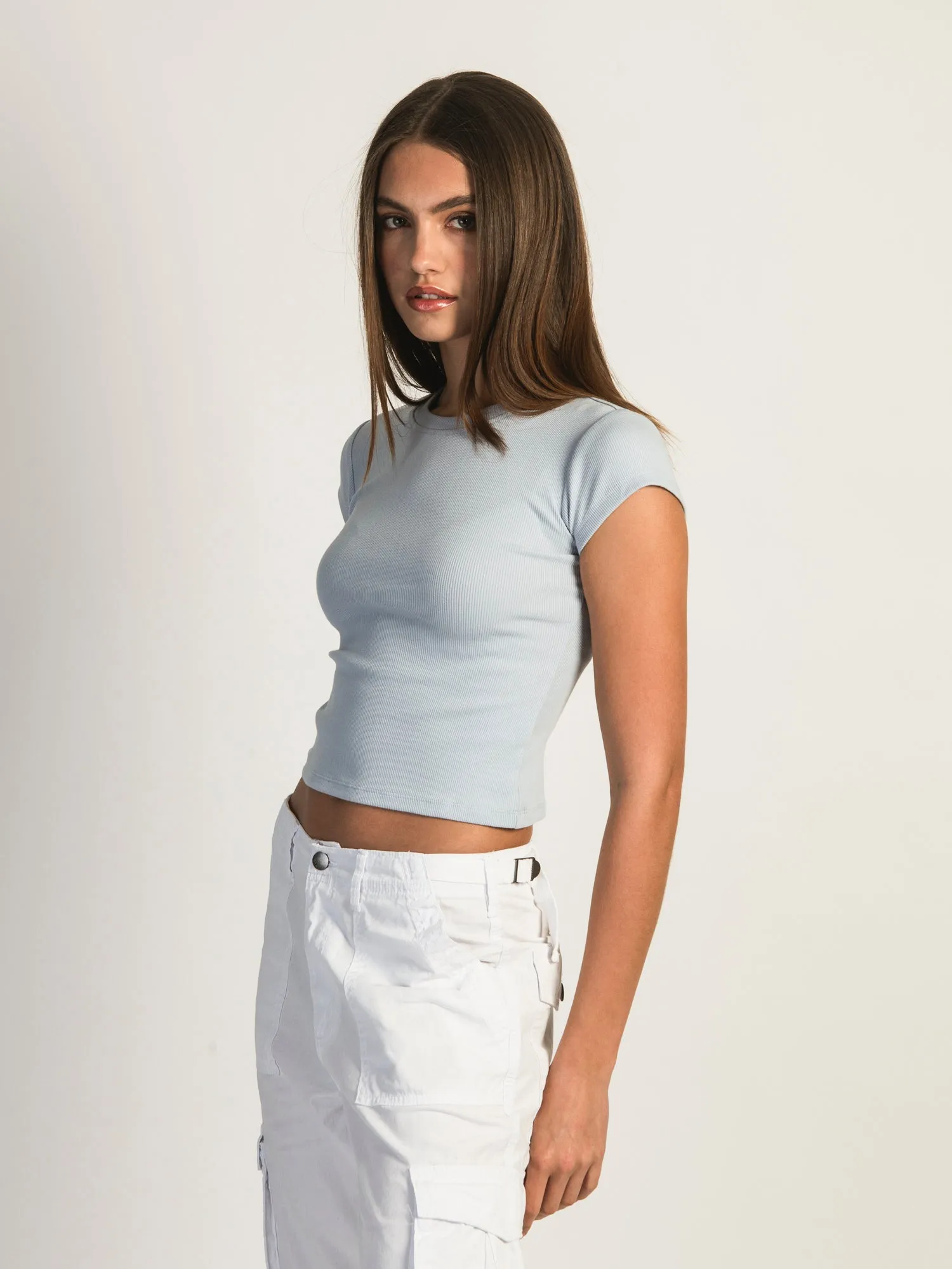 HARLOW RIBBED BABY TEE - BABY BLUE