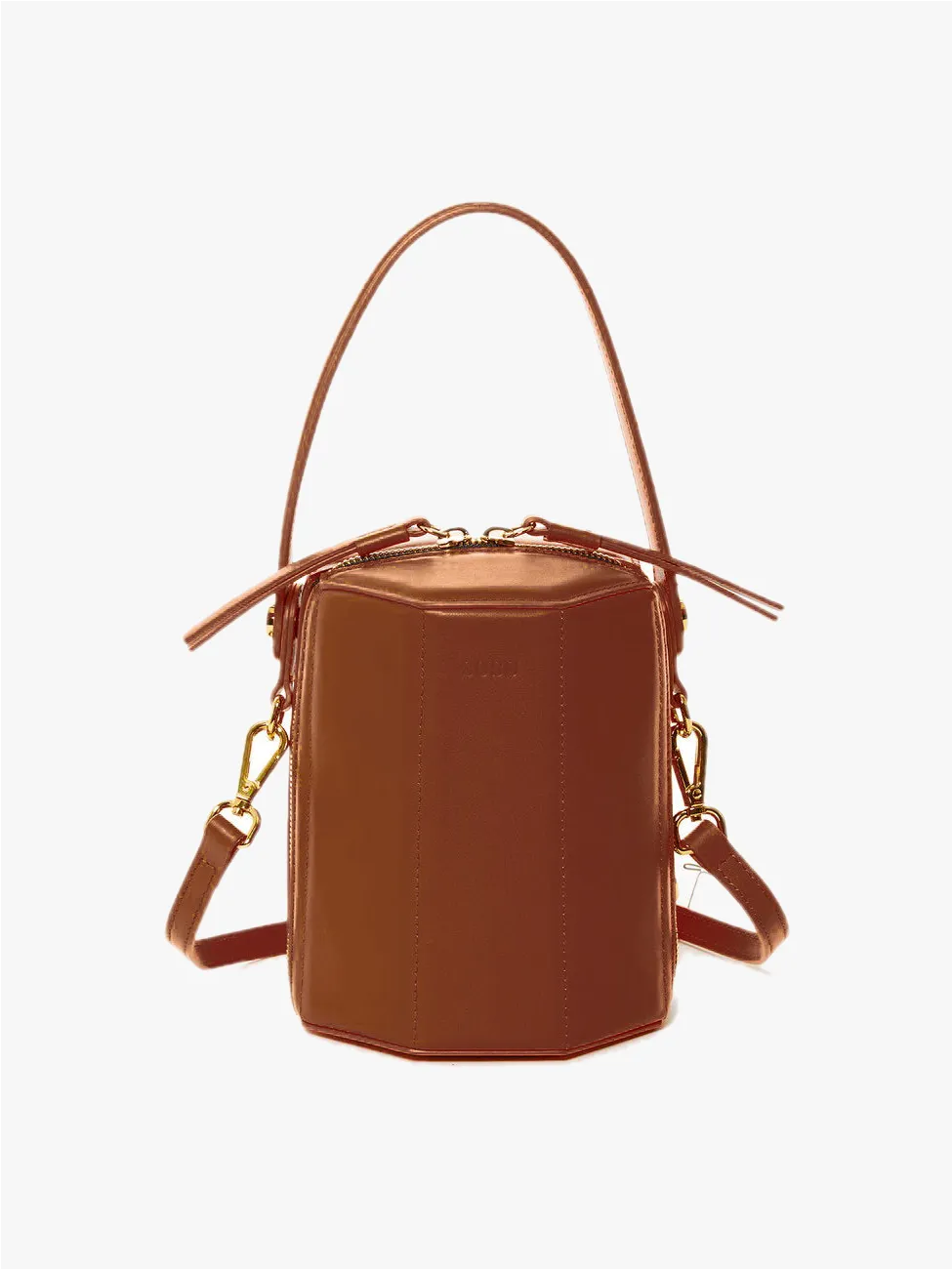 Harper Amber Brown Leather Bucket Bag