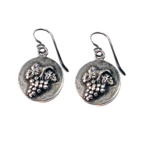 HARVEST GRAPE Vintage Button Earrings - SILVER