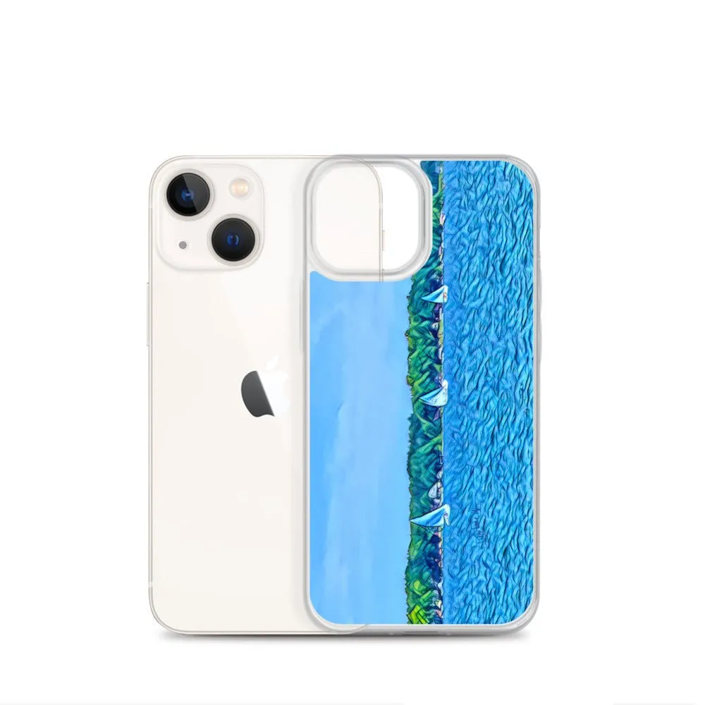 iPhone Case with Scenic Lake Life Art from Clear Lake Indiana. Phone Protector with Digital Artwork. Great Gift for Sailor.